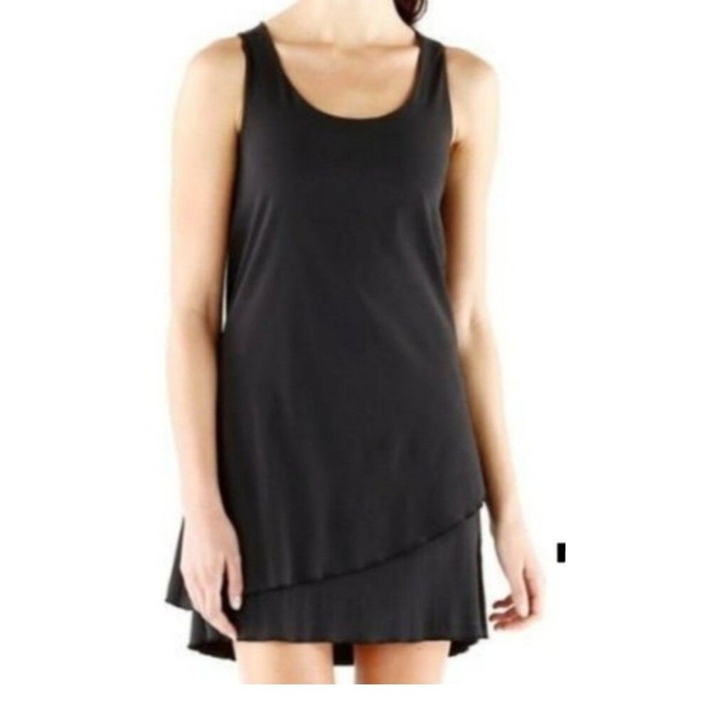 Toad & Co Women's Mallorca Dress Sz Large Black Tank Dress Asymmetric Layered